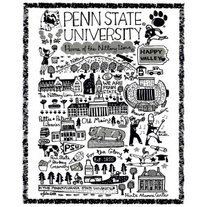 afghan Julia Gash illustrated Penn State University scenes and phrases